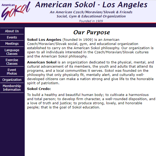Czech Organization in Los Angeles California - American Sokol Los Angeles